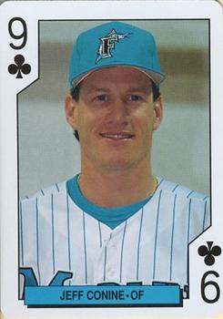 1993 Bicycle Florida Marlins Playing Cards #9♣ Jeff Conine Front
