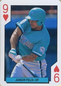 1993 Bicycle Florida Marlins Playing Cards #9♥ Junior Felix Front