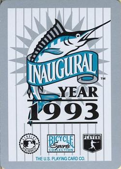 1993 Bicycle Florida Marlins Playing Cards #10♥ Jim Corsi Back
