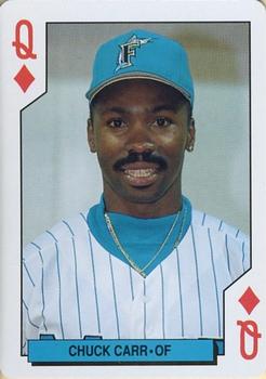 1993 Bicycle Florida Marlins Playing Cards #Q♦ Chuck Carr Front