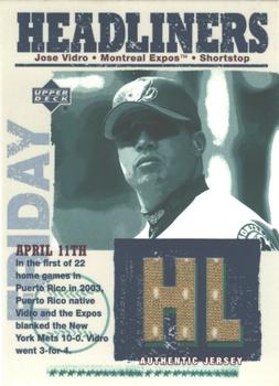 2004 Upper Deck - Headliners Jerseys #HL-JV Jose Vidro Front