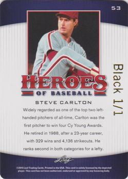 2015 Leaf Heroes of Baseball - Printing Plates Black #53 Steve Carlton Back
