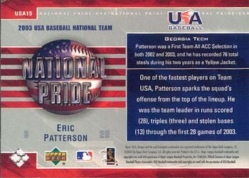 2004 Upper Deck - National Pride #USA15 Eric Patterson Back