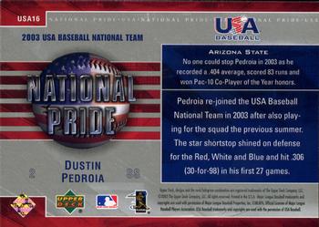 2004 Upper Deck - National Pride #USA16 Dustin Pedroia Back
