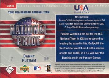 2004 Upper Deck - National Pride #USA19 Danny Putnam Back