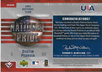 2004 Upper Deck - National Pride Uniforms Series One #USA36 Dustin Pedroia Back