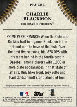 2018 Topps Tier One - Prime Performers Autographs #PPA-CBL Charlie Blackmon Back