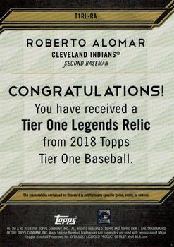 2018 Topps Tier One - Tier One Legends Relics #T1RL-RA Roberto Alomar Back