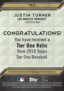 2018 Topps Tier One - Tier One Relics #T1R-JT Justin Turner Back