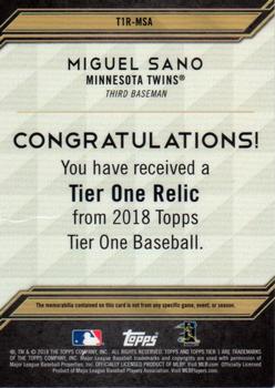 2018 Topps Tier One - Tier One Relics #T1R-MSA Miguel Sano Back
