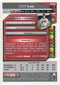 2004 Topps Total #141 Cliff Lee Back