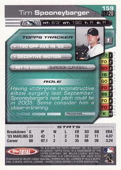 2004 Topps Total #159 Tim Spooneybarger Back