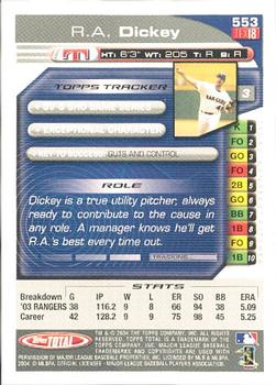 2004 Topps Total #553 R.A. Dickey Back