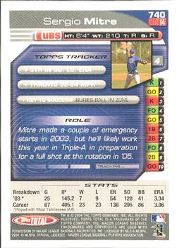 2004 Topps Total #740 Sergio Mitre Back