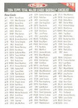 2004 Topps Total #876 Checklist: 1-194 Front