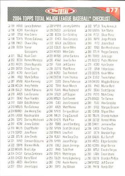 2004 Topps Total #877 Checklist: 195-392 Front