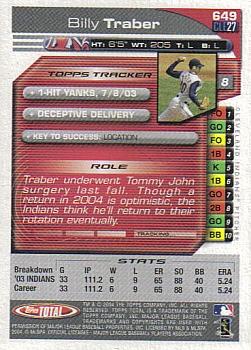 2004 Topps Total #649 Billy Traber Back