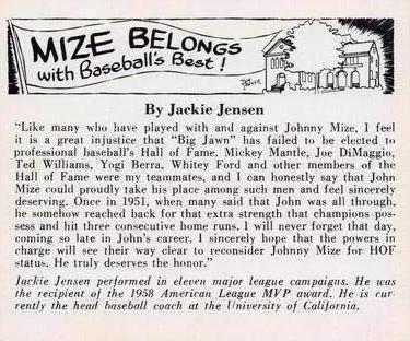 1977 The Johnny Mize Story #NNO Johnny Mize Back