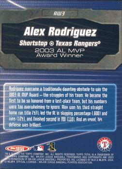 2004 Topps Total - Total Award Winners #AW3 Alex Rodriguez Back