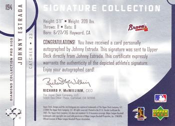 2004 Upper Deck Diamond Collection Pro Sigs - Signature Blue Ink #194 Johnny Estrada Back