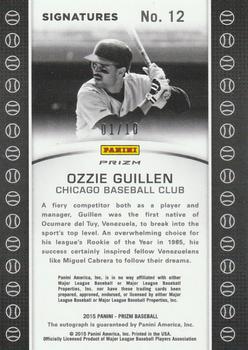 2015 Panini Prizm - Baseball Signatures Prizm Gold Pulsar #12 Ozzie Guillen Back