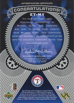 2004 Upper Deck Etchings - Etched in Time Autograph Black #ET-MY Michael Young Back