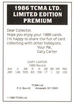 1986 TCMA Limited Autographs - Non-Autographed Promos #NNO Gary Carter Back