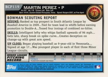2010 Bowman Chrome - Prospects Autographs #BCP119 Martin Perez Back