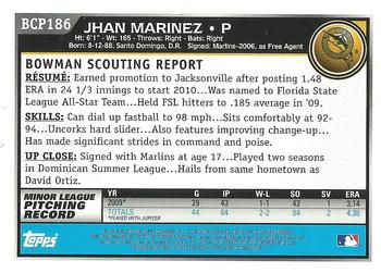 2010 Bowman Chrome - Prospects Autographs #BCP186 Jhan Marinez Back