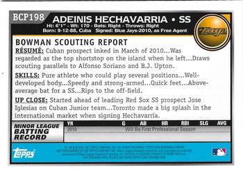 2010 Bowman Chrome - Prospects Autographs #BCP198 Adeinis Hechavarria Back