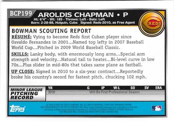 2010 Bowman Chrome - Prospects Autographs #BCP199 Aroldis Chapman Back