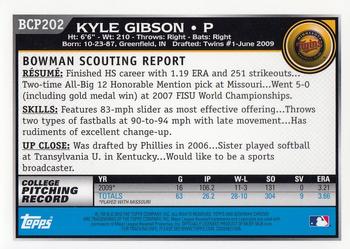 2010 Bowman Chrome - Prospects Autographs #BCP202 Kyle Gibson Back