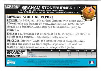 2010 Bowman Chrome - Prospects Autographs #BCP208 Graham Stoneburner Back