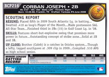 2010 Bowman Chrome - Prospects Autographs #BCP216 Corban Joseph Back