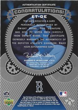 2004 Upper Deck Etchings - Etched in Time Autograph Red #ET-DE Dwight Evans Back