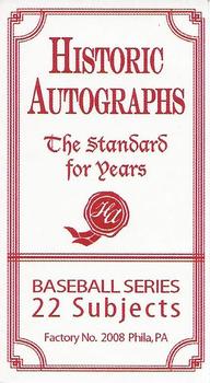 2013 Historic Autographs Originals #NNO Alex McCarthy Back