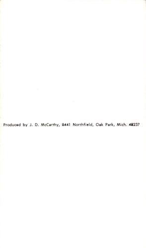 1968 JD McCarthy Postcards #NNO Duane Josephson Back