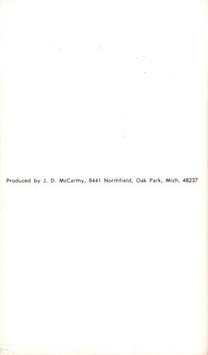 1968 JD McCarthy Postcards #NNO Tom Satriano Back