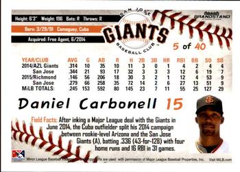 2016 Grandstand San Jose Giants #5 Daniel Carbonell Back