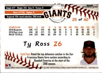 2016 Grandstand San Jose Giants #25 Ty Ross Back