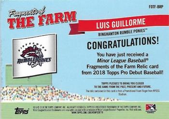 2018 Topps Pro Debut - Fragments of the Farm Relics #FOTF-BRP Luis Guillorme Back