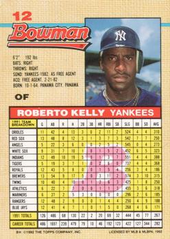 1992 Bowman #12 Roberto Kelly Back