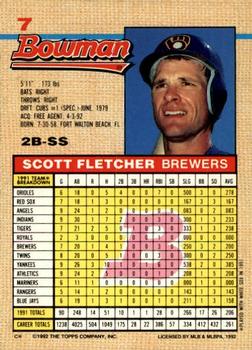 1992 Bowman #7 Scott Fletcher Back