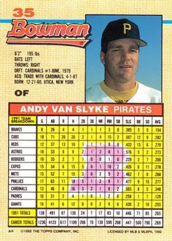 1992 Bowman #35 Andy Van Slyke Back