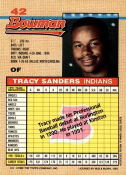 1992 Bowman #42 Tracy Sanders Back