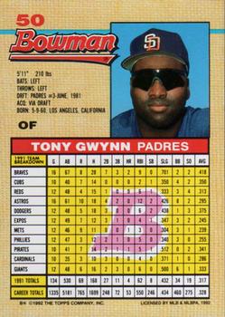 1992 Bowman #50 Tony Gwynn Back