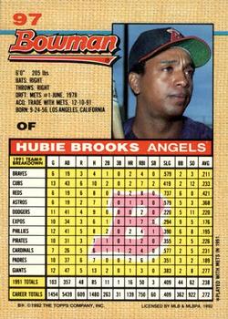 1992 Bowman #97 Hubie Brooks Back