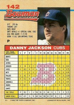 1992 Bowman #142 Danny Jackson Back
