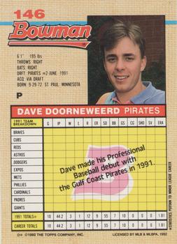 1992 Bowman #146 Dave Doorneweerd Back