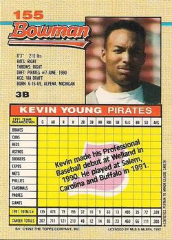 1992 Bowman #155 Kevin Young Back